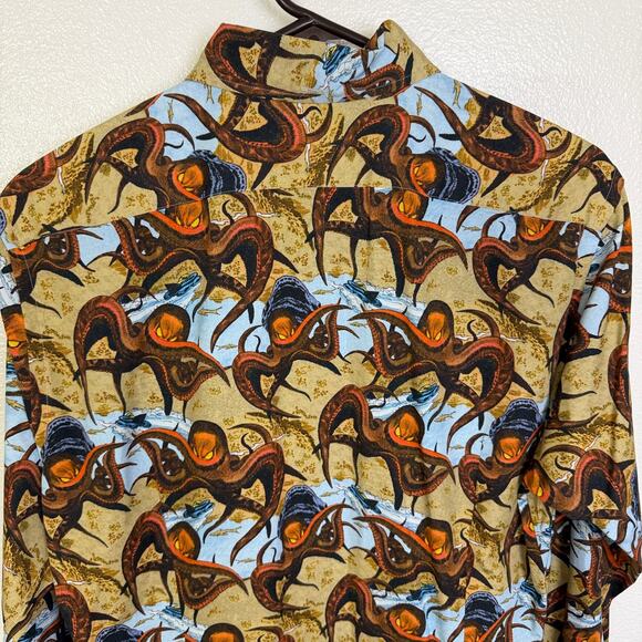 Eton Dress Shirt Mens 39 Medium Slim Fit Tan Long Sleeve Button Up Octopus - Picture 7 of 11